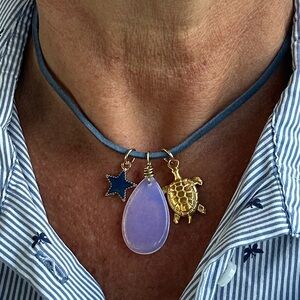 Large Opalite Necklace with Multiple Charms